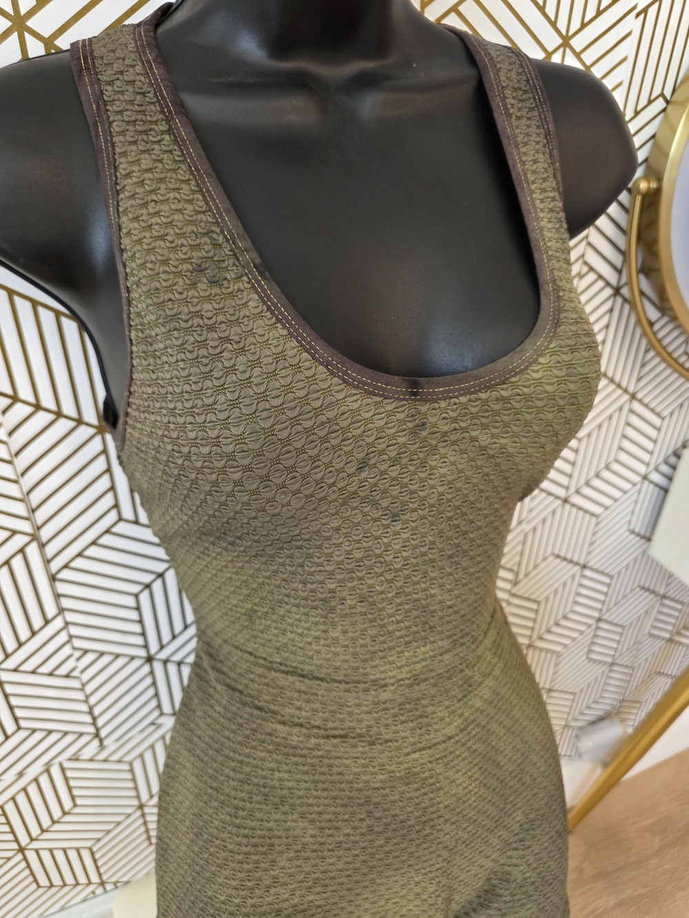 Zara Olive Textured Tank Mini Dress